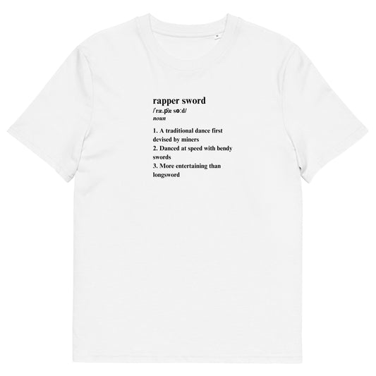 Rapper Sword Definition Unisex Organic Cotton T-shirt Adult White